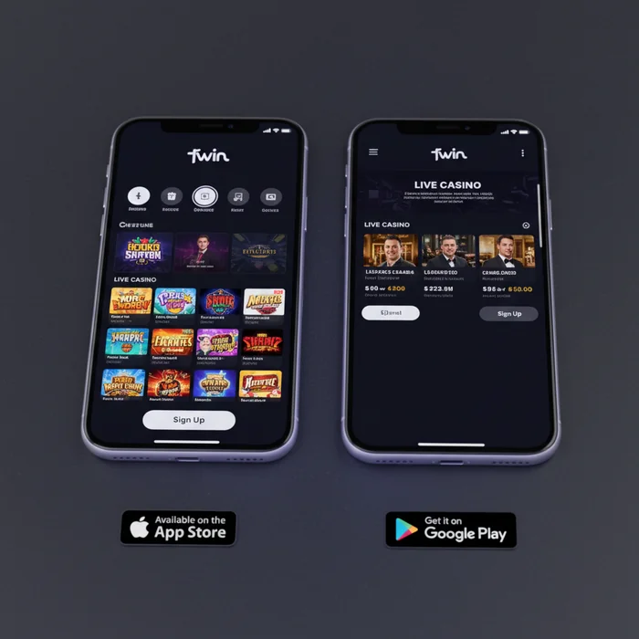 Interface mobile Twin — affichage responsive via navigateur mobile sur smartphone