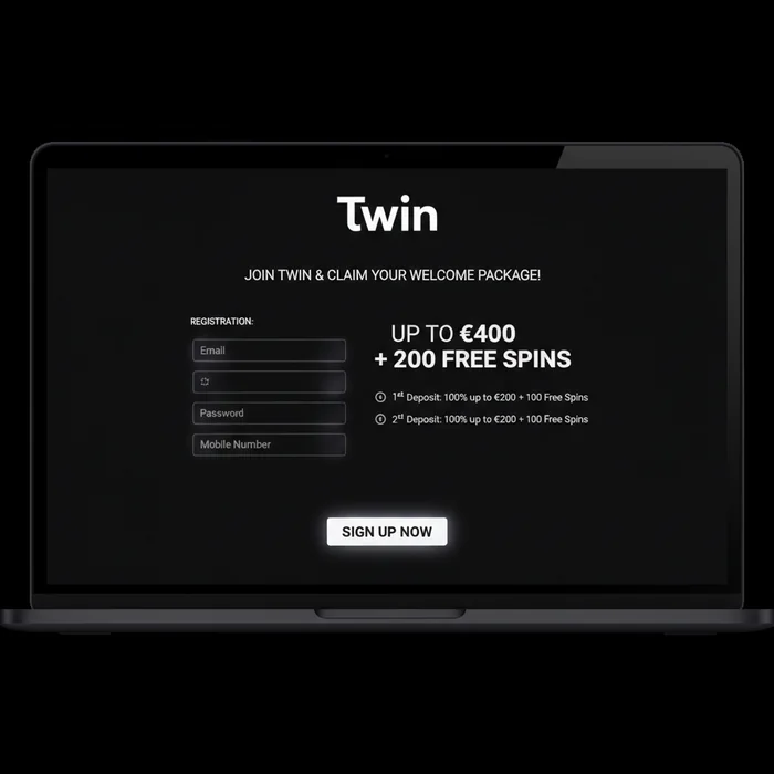 Formulaire d'inscription Twin — création de compte avec champs email et mot de passe